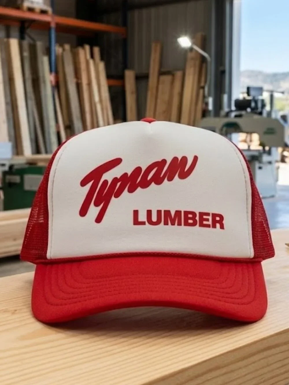 Tynan Lumber Vintage Script Printed Red White Foam Rope Trucker Hat New USA Log